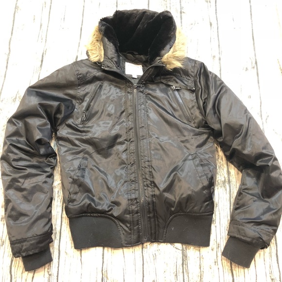 Women cold weather black hooded  coat, size Small - Picture 4 of 5